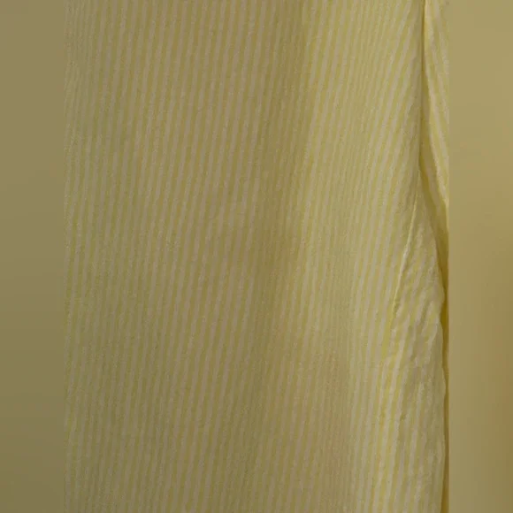 Loft Fluid Linen Blend Striped Wide Leg Crop Pants Yellow White Small Lined - Picture 6 of 8